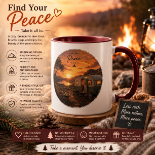Find Your Peace Rustic Sunset Camper Mug   Cosy Na