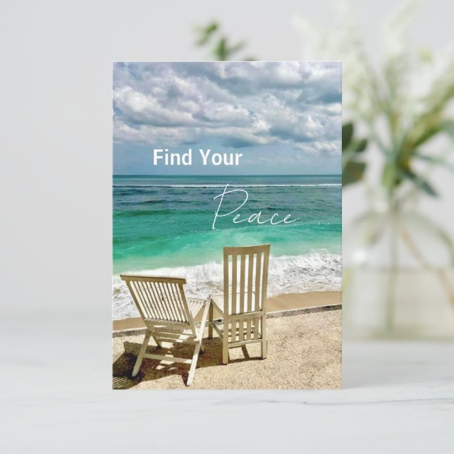 Find Your Peace | Serene Beach Postcard (Standing Front)