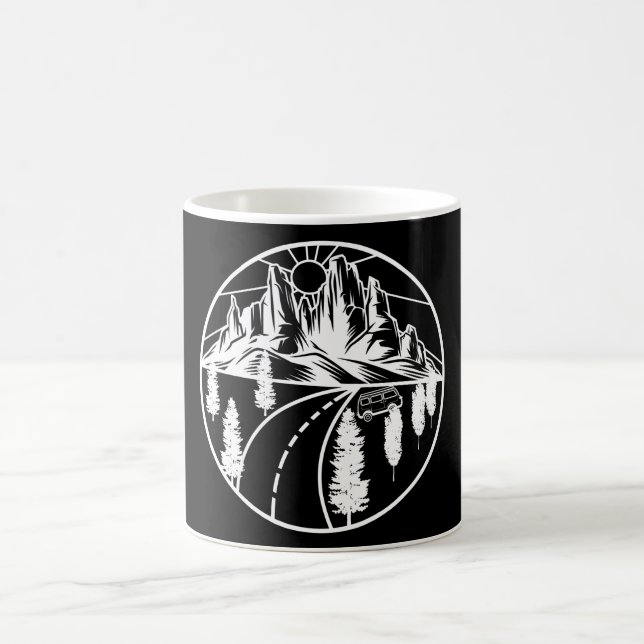 Find Your Road Simple White Design In Black Coffee Mug (Center)