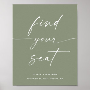 Find Your Seat Dusty Sage Green Wedding Sign