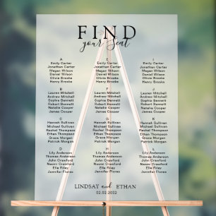 Find Your Seat! Elegant White Transparent Wedding Acrylic Sign
