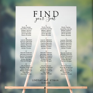 Find Your Seat! Elegant White Transparent Wedding Acrylic Sign