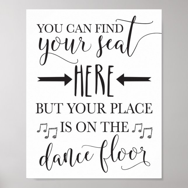 Find Your Seat Here Wedding Poster Sign 8x10 (Front)