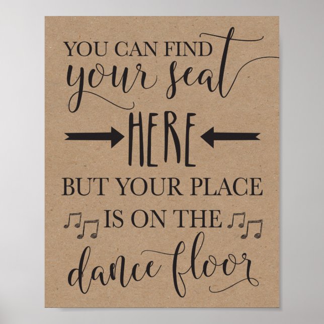 Find Your Seat Here Wedding Poster Sign 8x10 (Front)