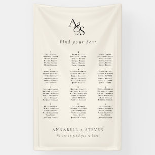 Find Your Seat! Monogram Beige Wedding Banner