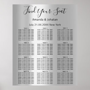 Find Your Seat Seat Chart Wedding Bridal Silver 12