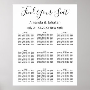 Find Your Seat Seat Chart Wedding Bridal White