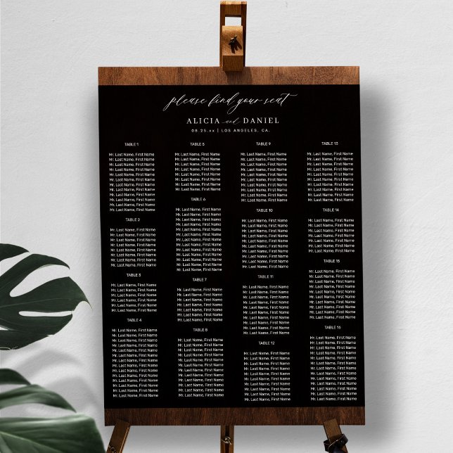 Find your seat simple black wedding seating chart (Creator Uploaded)