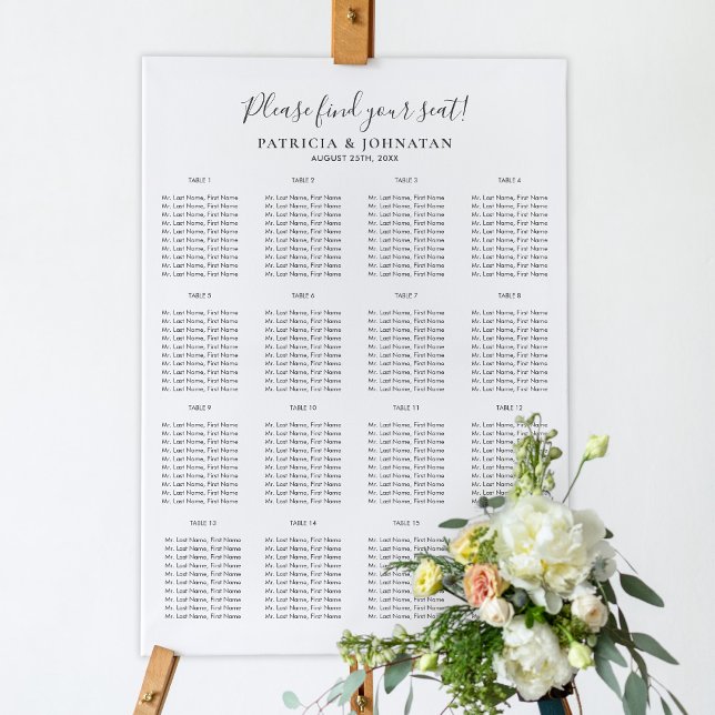 Find your seat simple script wedding seating chart (Creator Uploaded)