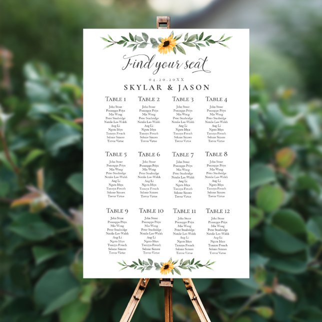 Find Your Seat Watercolor Sunflower Wildflower Poster (Creator Uploaded)