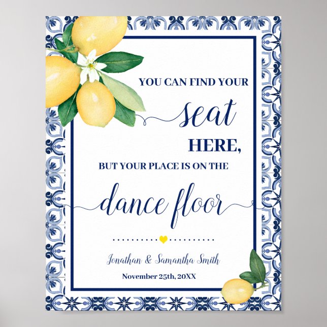 Find Your Seat Wedding Reception Mediterranean Poster (Front)