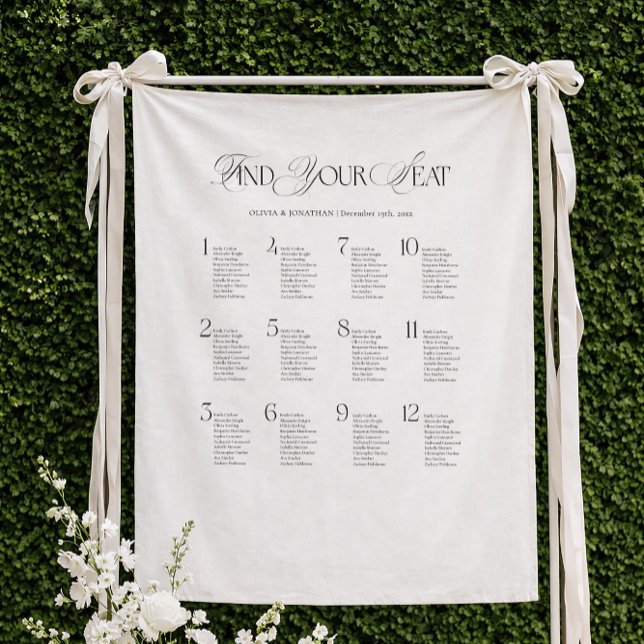 Find Your Seat Wedding Seating Chart Fabric  Tapestry (Creator Uploaded)