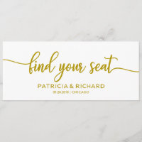 Find your Seat Wedding Seating Chart Title Gold