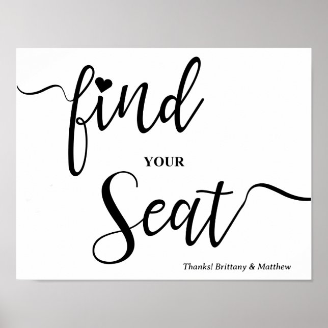 Find Your Seat Wedding Sign Poster (Front)