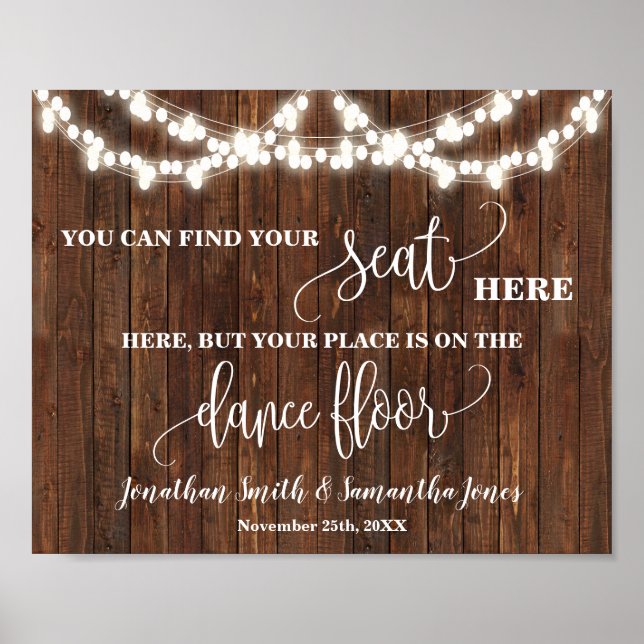 Find Your Seat Western Wedding Reception Sign (Front)