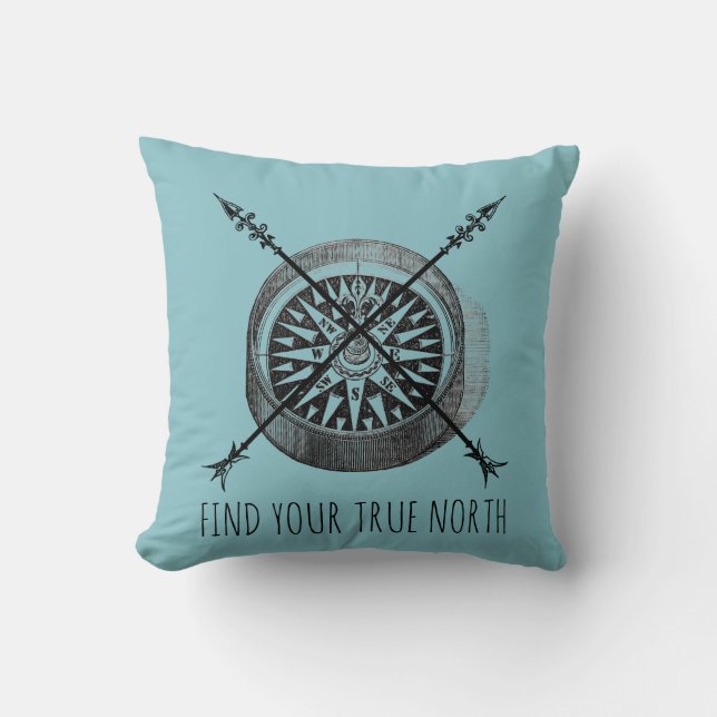 Find Your True North Compass Cushion (Front)
