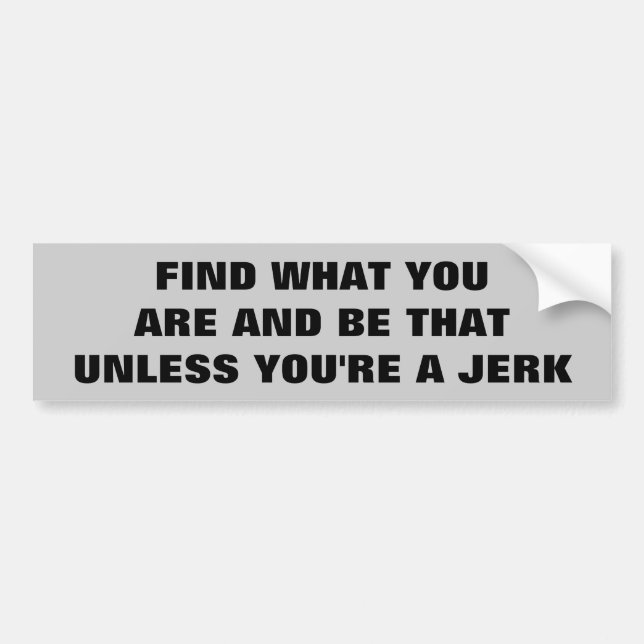 Find Yourself, Don't Be a Jerk Bumper Sticker (Front)