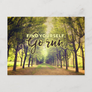 Find Yourself Go Run Runners Quote Fontainebleau Postcard