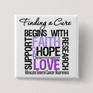 Finding a Cure For Cancer 15 Cm Square Badge