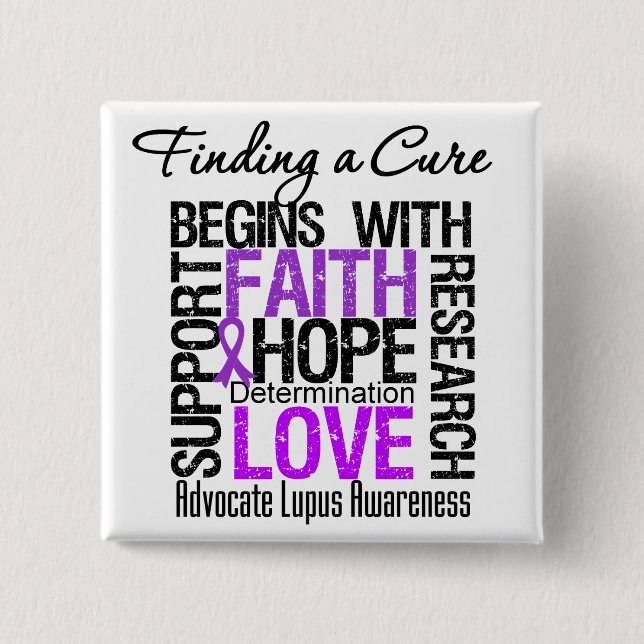 Finding a Cure For Lupus 15 Cm Square Badge (Front)
