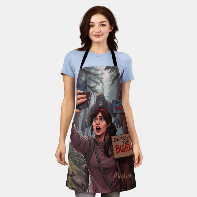 Finding Bigfoot Sasquatch Selfie Apron (Worn)