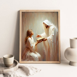 Finding Faith, Christian Art, Jesus Christ and Gir Poster