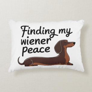 Finding My Wiener Peace — Dachshund Lover Decorative Cushion