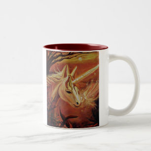 Finding The Way Home - Unicorn & Fairy Art Mug. Two-Tone Coffee Mug
