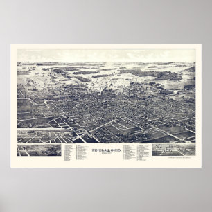 Findlay, OH Panoramic Map - 1889 Poster