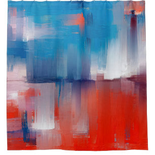 Fine art abstraction, oil painting made with rough shower curtain