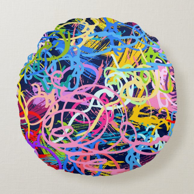 Fine Art background. Seamless pattern with grunge  Round Cushion (Front)
