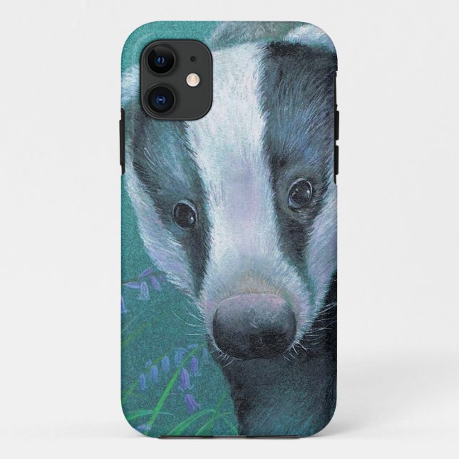 Fine art Badger in the bluebell wood painting Case-Mate iPhone Case (Back)
