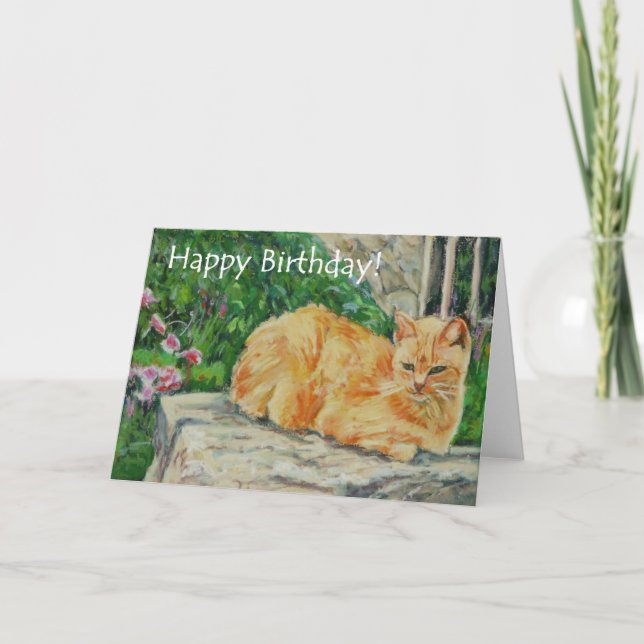 Fine Art Birthday Card, Ginger Cat Card (Front)
