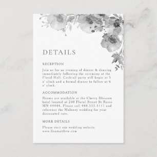 Fine Art Black And White Watercolor Floral Details Enclosure Card