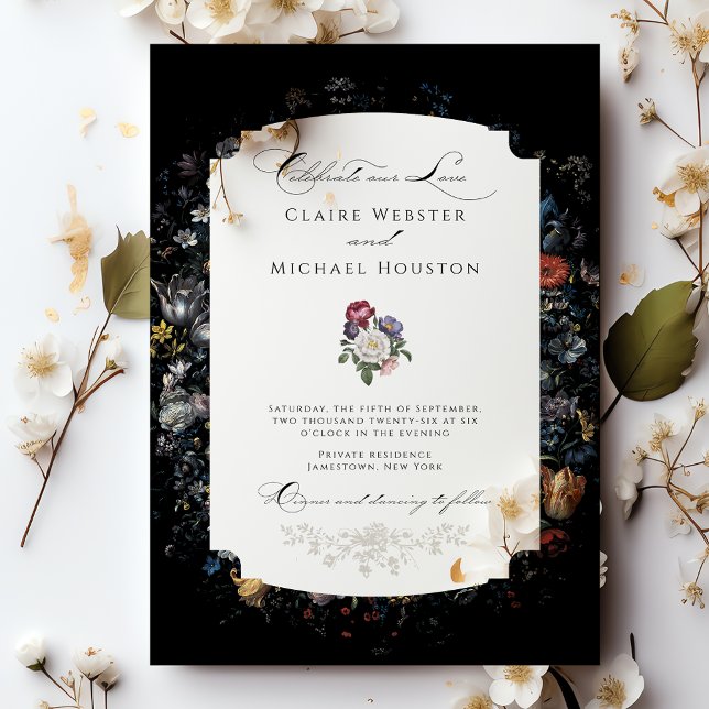 Fine Art Black Floral Calligraphy Acrylic Invitations (Creator Uploaded)