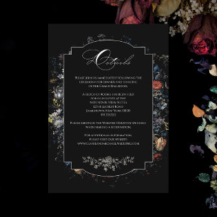 Fine Art Black Floral Calligraphy Enclosure Card