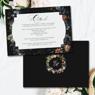 Fine Art Black Floral Calligraphy Enclosure Card