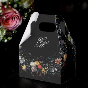 Fine Art Black Floral Calligraphy Favour Box