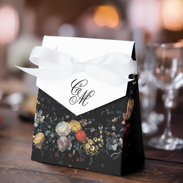 Fine Art Black Floral Calligraphy Favour Box (Creator Uploaded)
