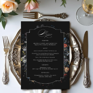 Fine Art Black Floral Calligraphy Menu