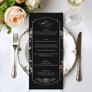 Fine Art Black Floral Calligraphy Menu