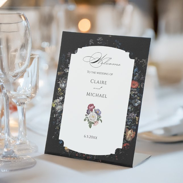 Fine Art Black Floral Calligraphy Pedestal Sign (Creator Uploaded)