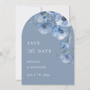 Fine Art Blue Floral Arched Wedding Save The Date