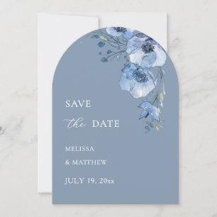 Fine Art Blue Floral Arched Wedding Save The Date
