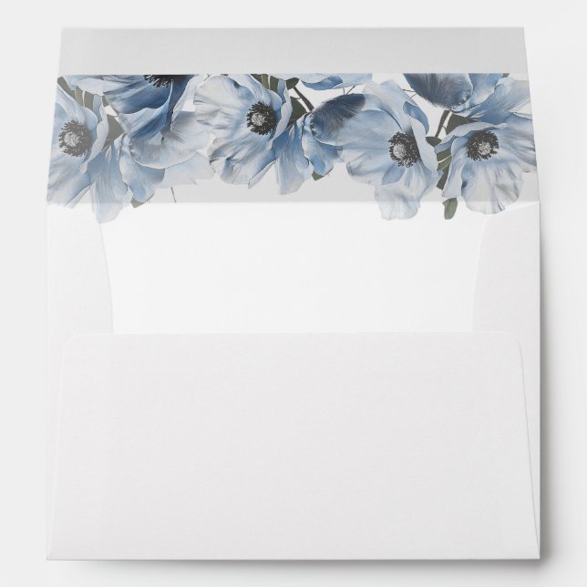 Fine Art Blue  Flowers Wedding Envelope (Back (Bottom))