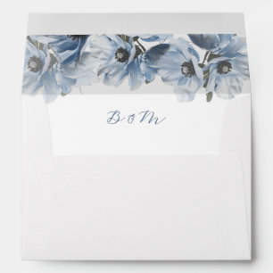 Fine Art Blue  Flowers Wedding Envelope