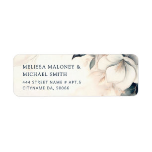 Fine Art Blue Ivory Flower Wedding Return Address Label