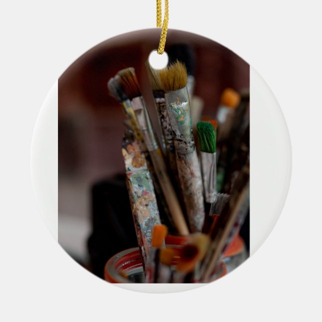 Fine art brushes  ceramic ornament (Front)