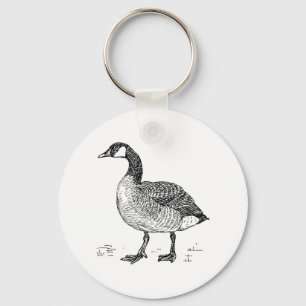 Fine Art Canadian Goose Nature Drawing Key Ring