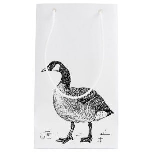 Fine Art Canadian Goose Nature Drawing Small Gift Bag